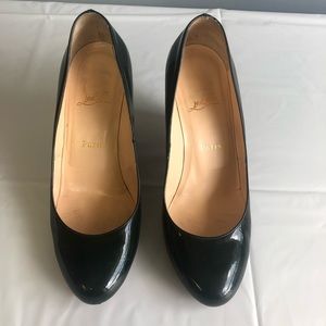 Christian Louboutin green patent leather wedge